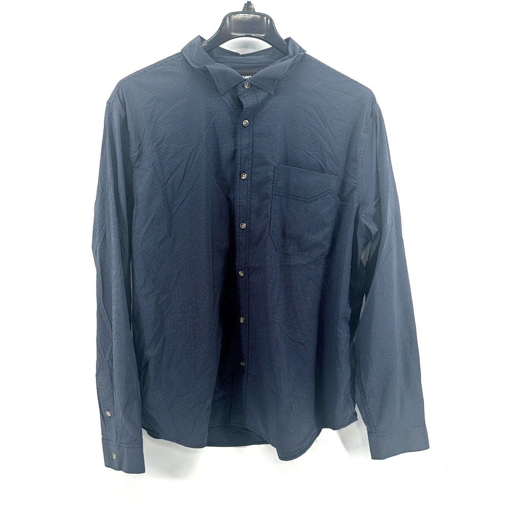 Mountain Khakis Shirt Mens XXL Navy‎ Blue Grid Pattern Classic Fit Modern